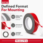 120 Pieces Grey Double-Sided Mounting Tape with Red Release Film, 10 mm x 12 m