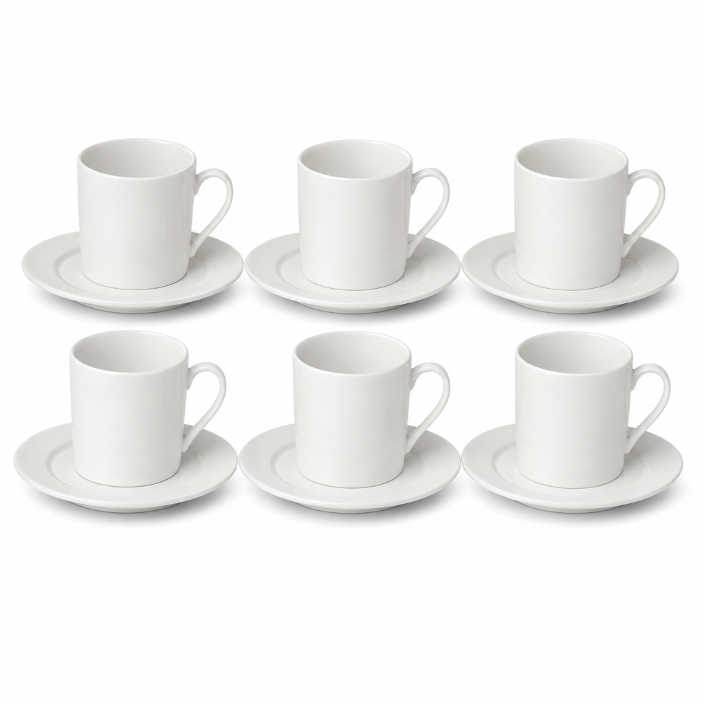 72 Pieces Ceramic Tea and Coffee Cup and Saucer Set, White, 12 Pieces