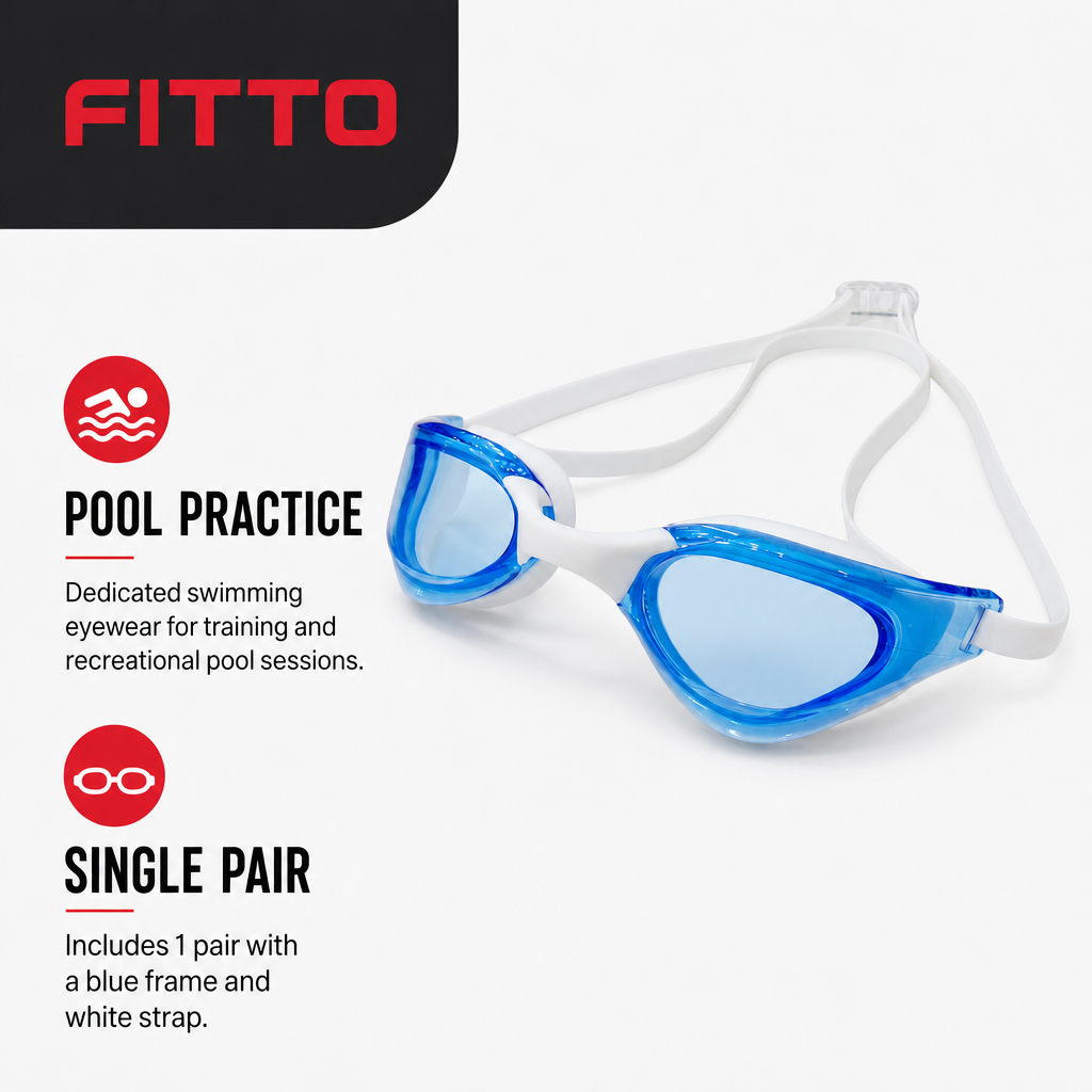 96 Pieces Swimming Goggles for Training, Blue Frame with White Strap, Single Pair