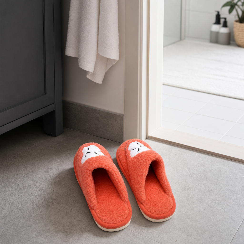 96 Pieces Adult Plush Bath Slippers with Cartoon Design, EU Size 38–45, Orange