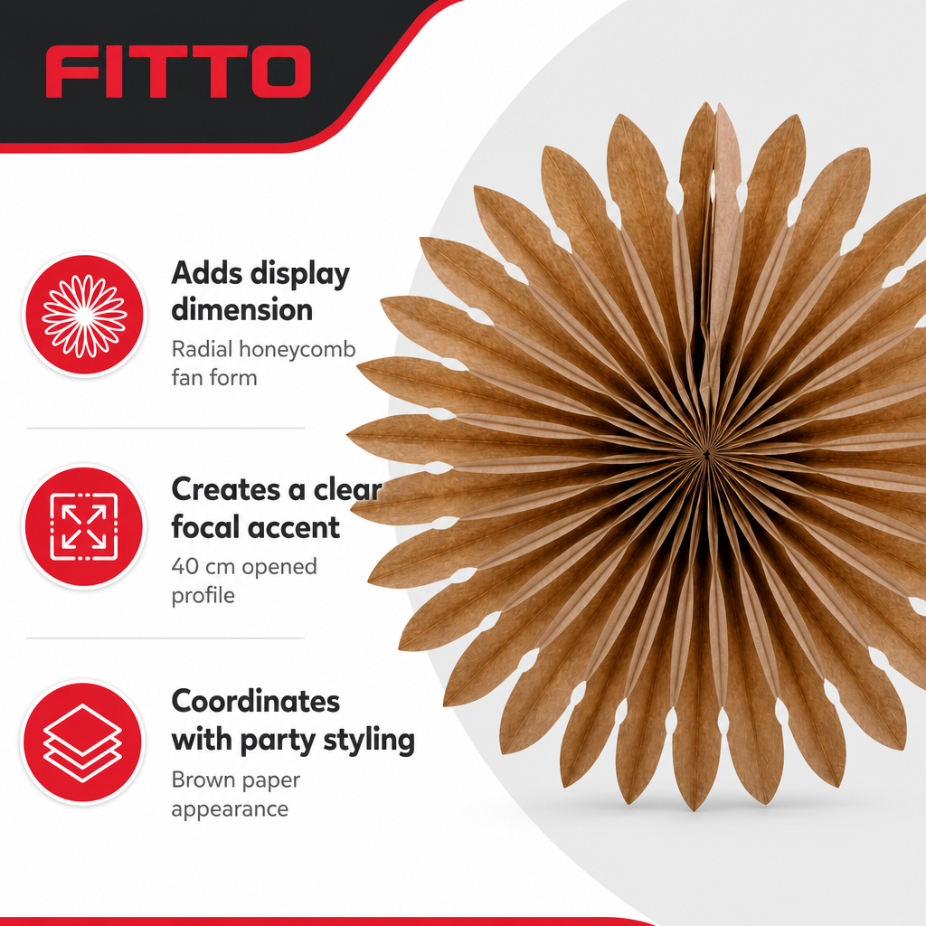 240 Pieces Brown Paper Honeycomb Fan Decoration, 40 cm, 1 Piece