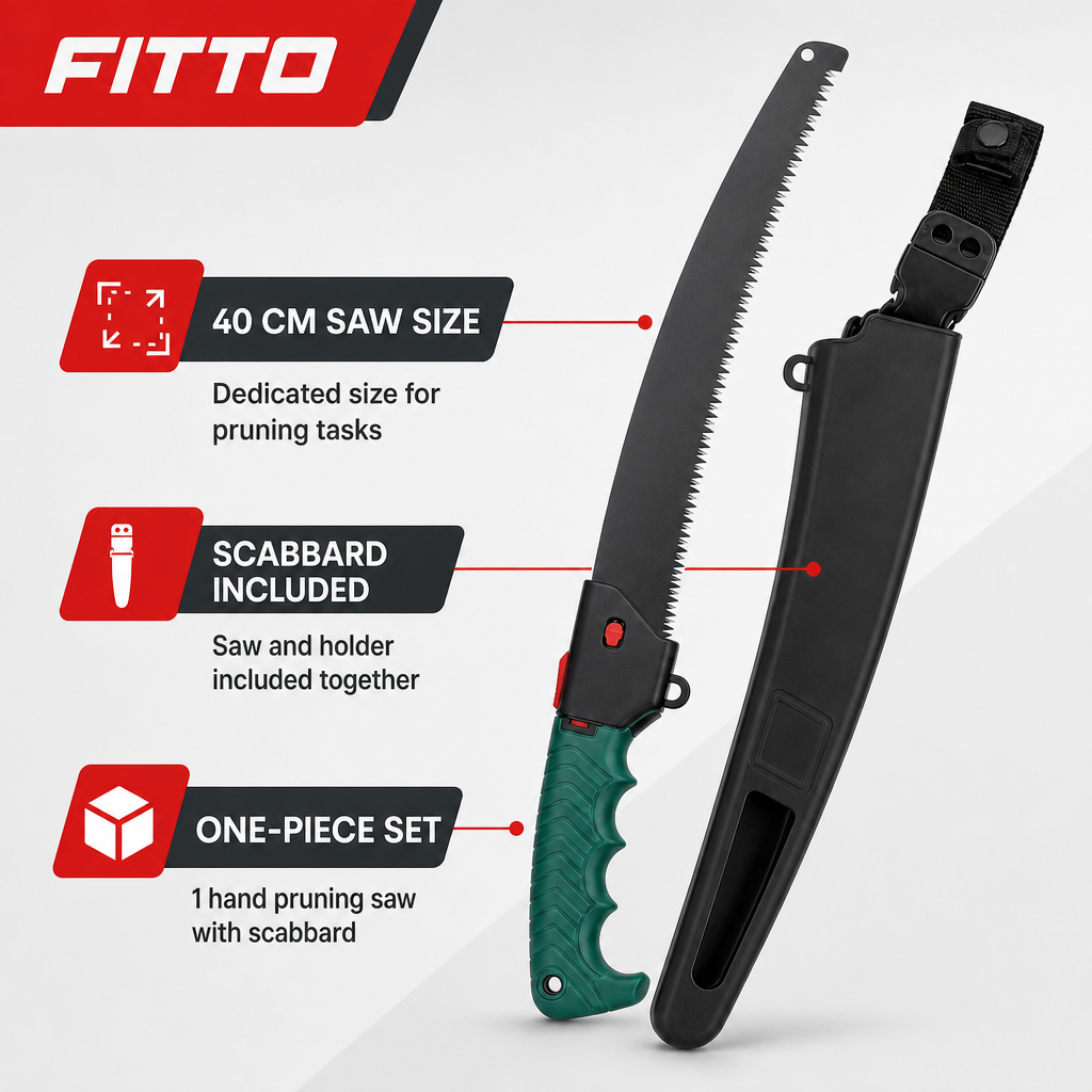 96 Pieces Hand Pruning Saw with Scabbard, 40 cm, Green, 1 Piece