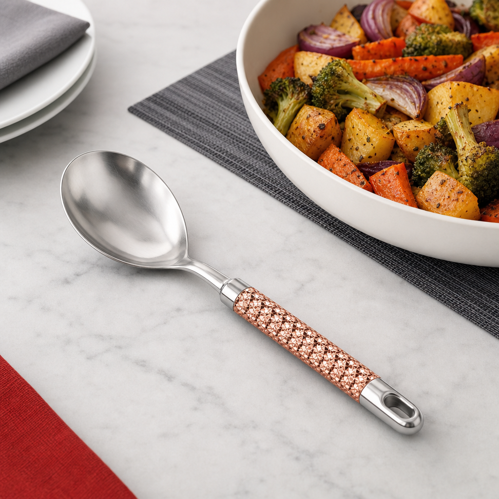 120 Pieces Stainless Steel Serving Spoon with Decorative Metal Handle, 28 cm, 1 Piece