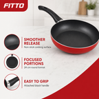 72 Pieces Red 24 cm Aluminum Non-Stick Frying Pan with Black Handle