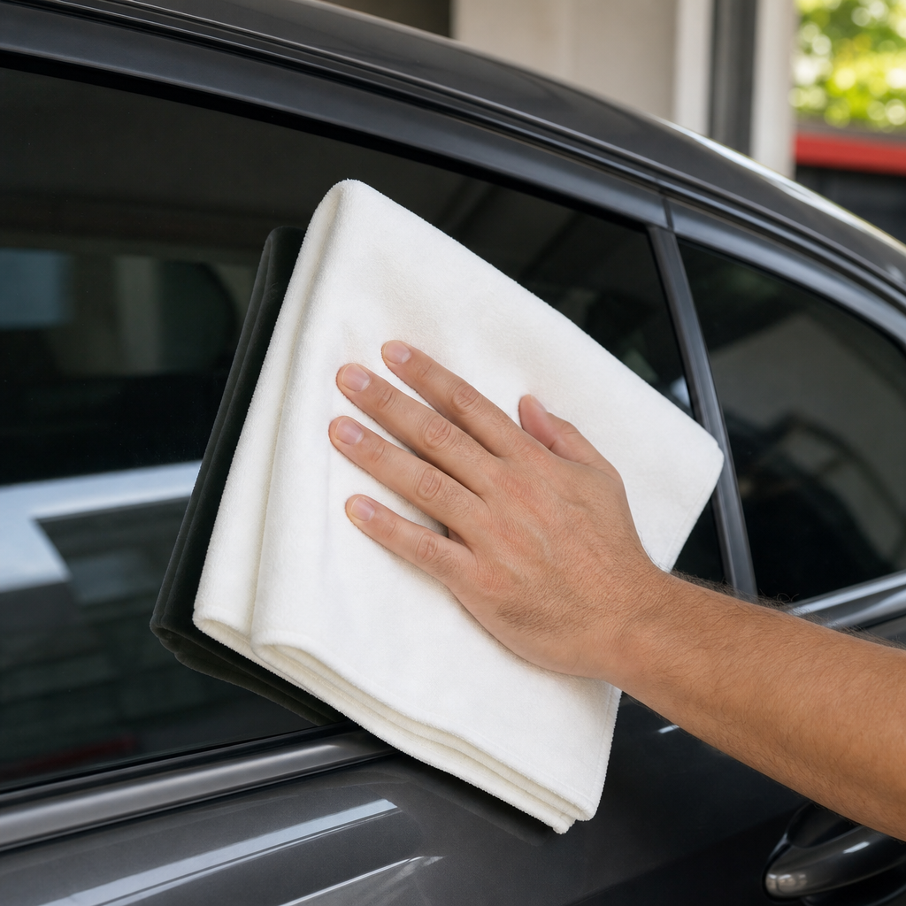 96 Pieces White Microfibre Car Cleaning Towel, 32 × 40 cm