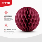 240 Pieces Maroon Paper Honeycomb Ball Decoration, 30 cm, 1 Piece