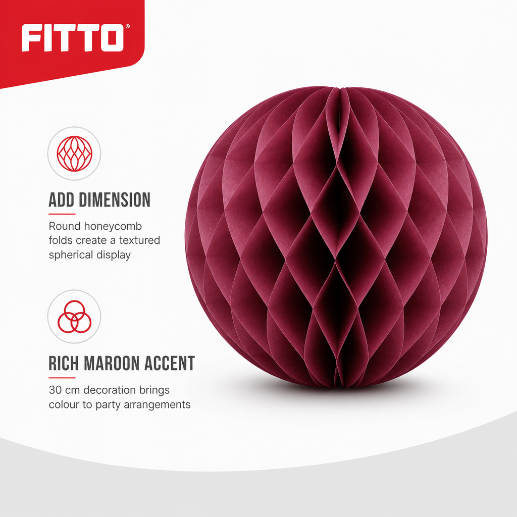 240 Pieces Maroon Paper Honeycomb Ball Decoration, 30 cm, 1 Piece