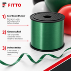 144 Pieces Balloon Ribbon Rolls, Dark Green, 5 mm x 100 yd, Single Roll for Party Decorations