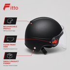 72 Pieces Half-Face Motorcycle Helmets with Clear Visor, Black