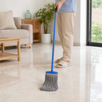 96 Pieces Cotton Mop with Painted Iron Handle, 120 cm, Blue