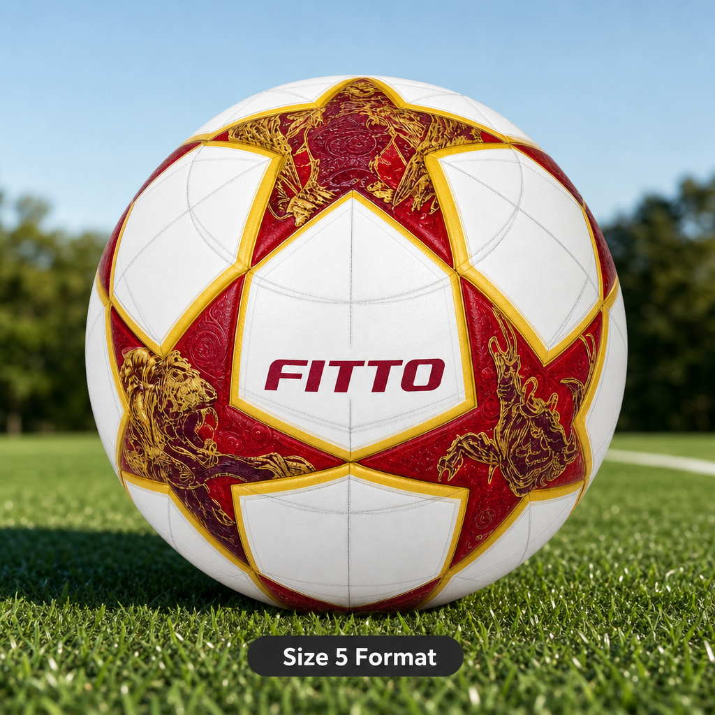 60 Pieces Size 5 Football, Red and Gold Design, 22 cm Sports Ball for Recreational Play