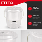 96 Pieces Transparent Plastic Bucket with Lid and Carry Handle, 13 Litre Household Pail