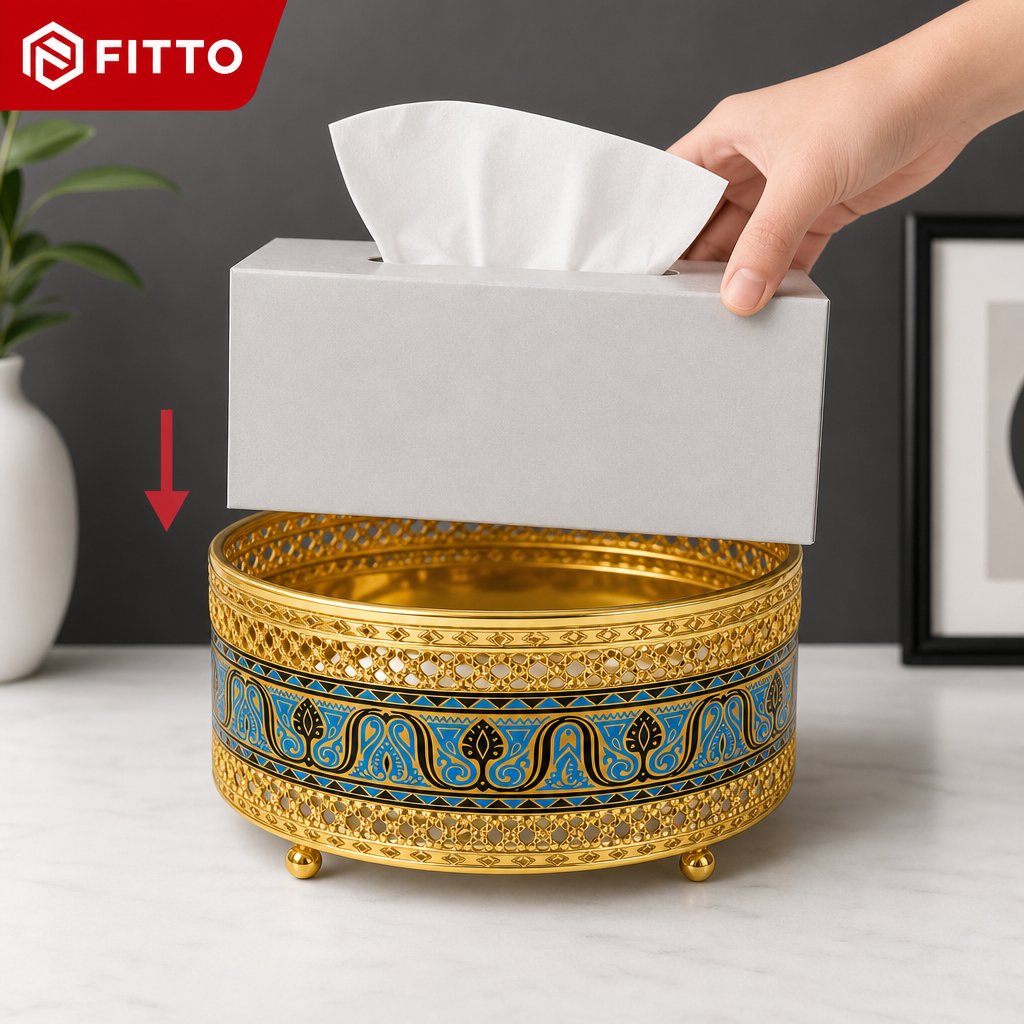 96 Pieces Decorative Tissue Box Holder, Ornate Gold Design, 1 Piece