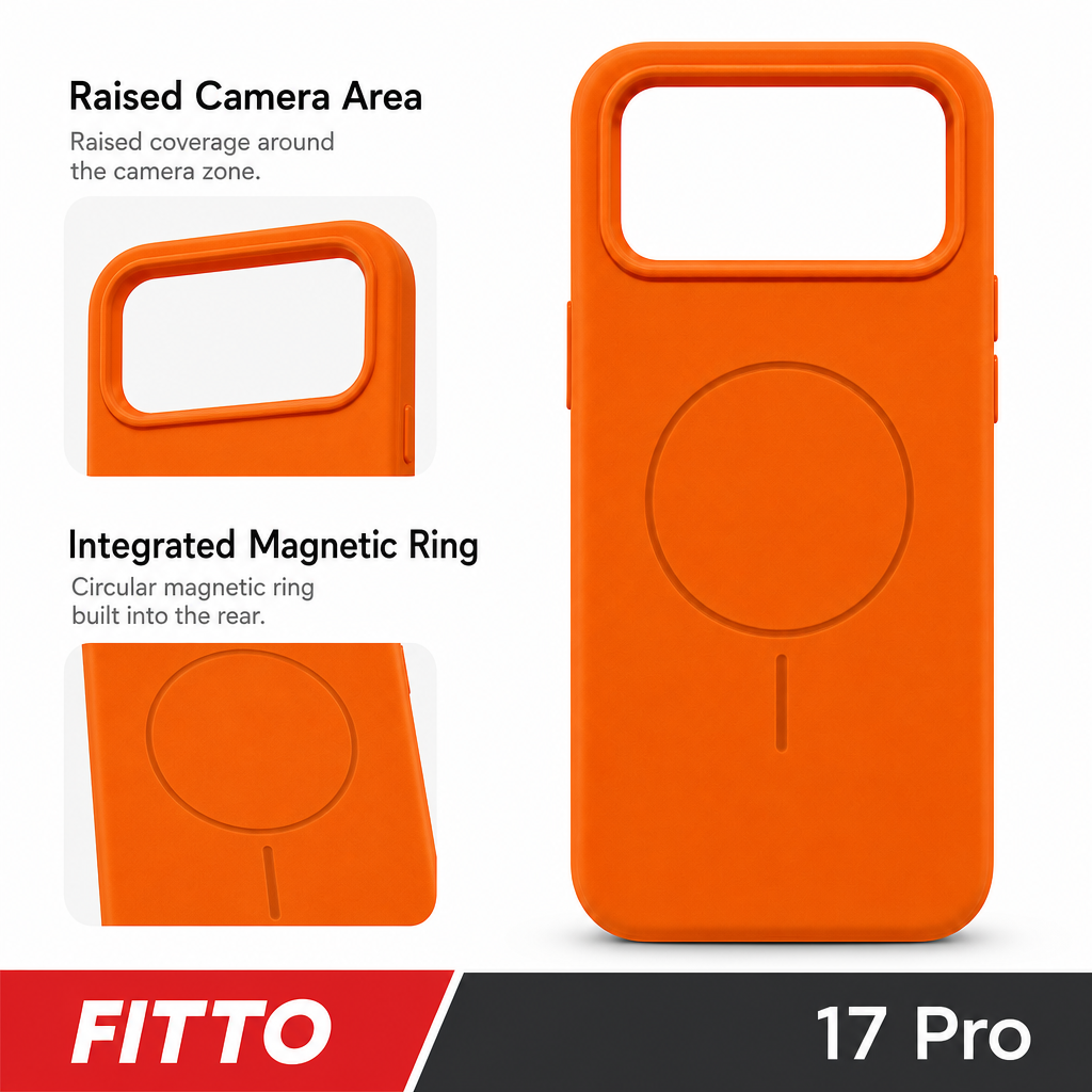 120 Pieces Silicone Magnetic Phone Cases with Raised Camera Protection for 17 Pro Model, Orange Protective Cover