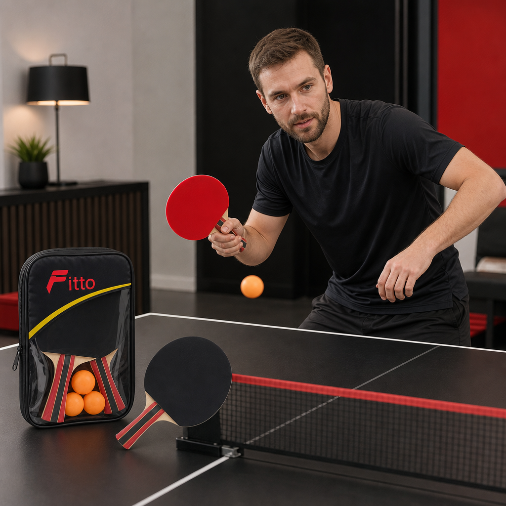 96 Pieces Table Tennis Racket Set with Balls, Red and Black
