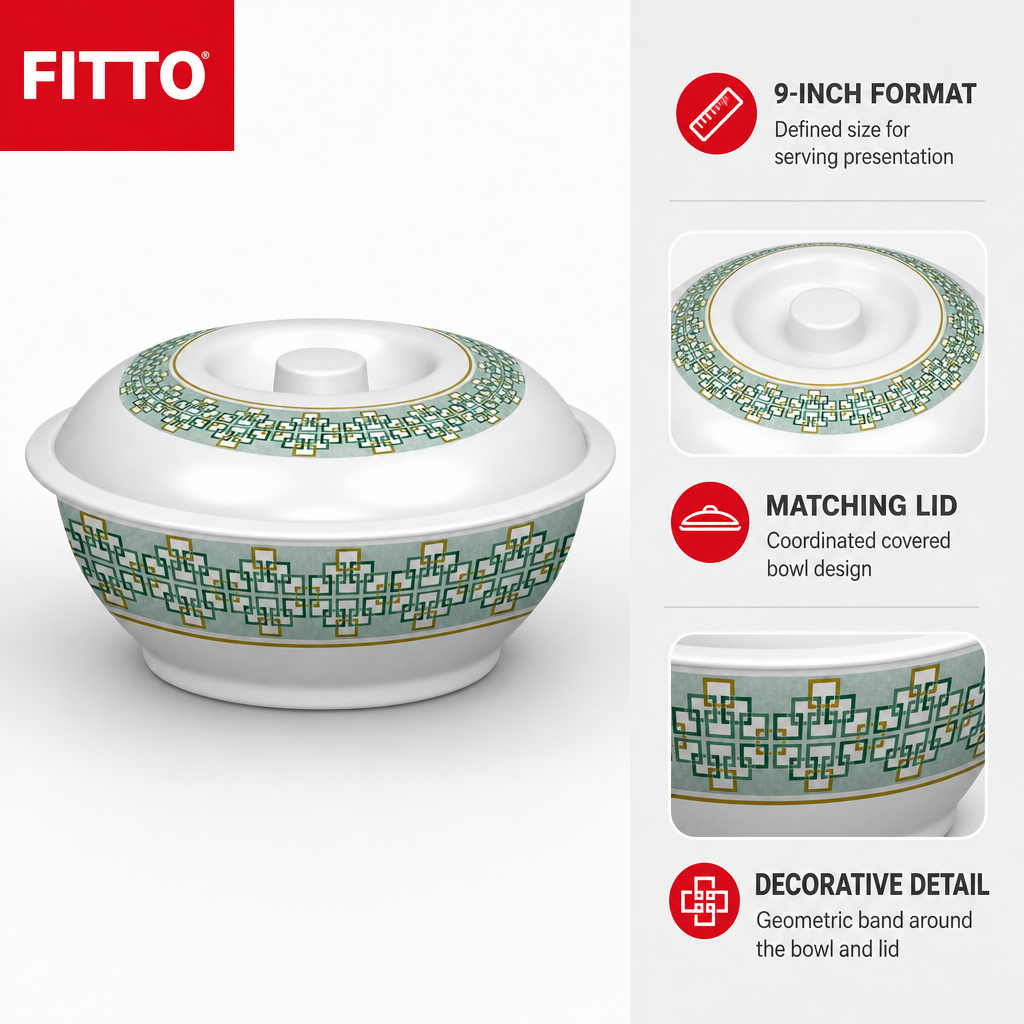 96 Pieces Lidded Serving Bowl, 9 Inch, White Decorative Tablewares, Design 2540