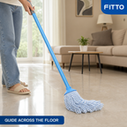96 Pieces Cotton Mop with Painted Iron Handle, 120 cm, Blue
