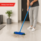 96 Pieces Hard Floor Broom with Iron Handle, 120 cm, Assorted Colour