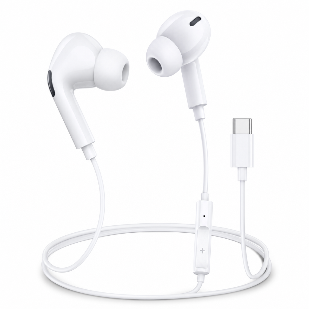 120 Pieces USB-C Wired Earphoneses with Inline Microphone, White