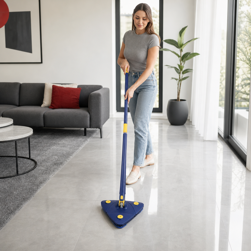96 Pieces Blue Triangular Twist Water Mop, Floor Cleaning Handle, 1 Piece