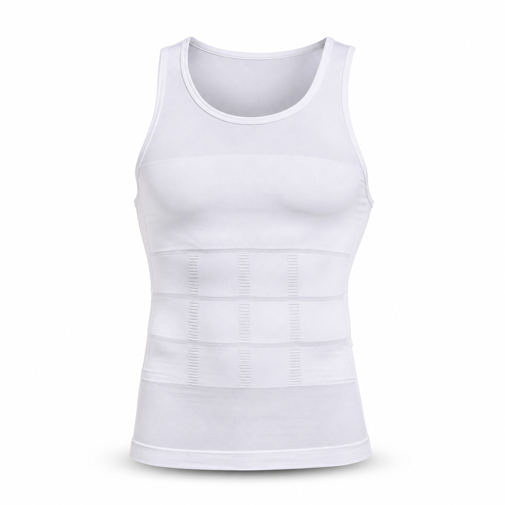 96 Pieces Men's Body Shaper Compression Tank Top, White, Size XL