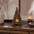 72 Pieces Wooden Pyramid Incense Burner Box, 7.5 Inch, Brown