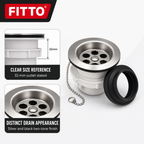 144 Pieces Stainless Steel Sink Waste Drain, 32 mm Outlet, Silver and Black, 1 Set