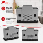 120 Pieces Sink Caddy Organiser with Sponge and Utensil Compartments, Grey and Black, 23 x 11 x 14 cm