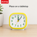 96 Pieces Quartz Alarm Clocks, Yellow and White Square Design with Large Green Numbers for Bedroom or Desk