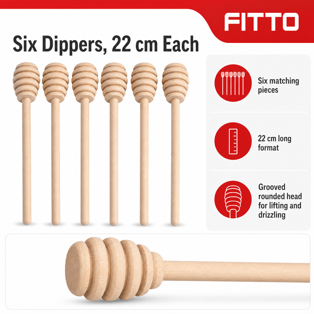 96 Pieces Natural Wooden Honey Dipper Sticks, 6 Pieces, 22 cm