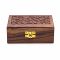 120 Pieces Wooden Rectangular Storage Box, Carved Brown Keepsake Organizer, 2.5 x 3.5 Inch