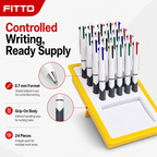 60 Pieces Grip-On Ballpoint Pens, 0.7 mm, 24 Pieces, White Body Writing Pens for Office and School Use