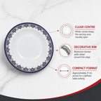 120 Pieces Melamine Dinner Plate, 8 Inch, Round White Plate with Decorative Multicolor Rim