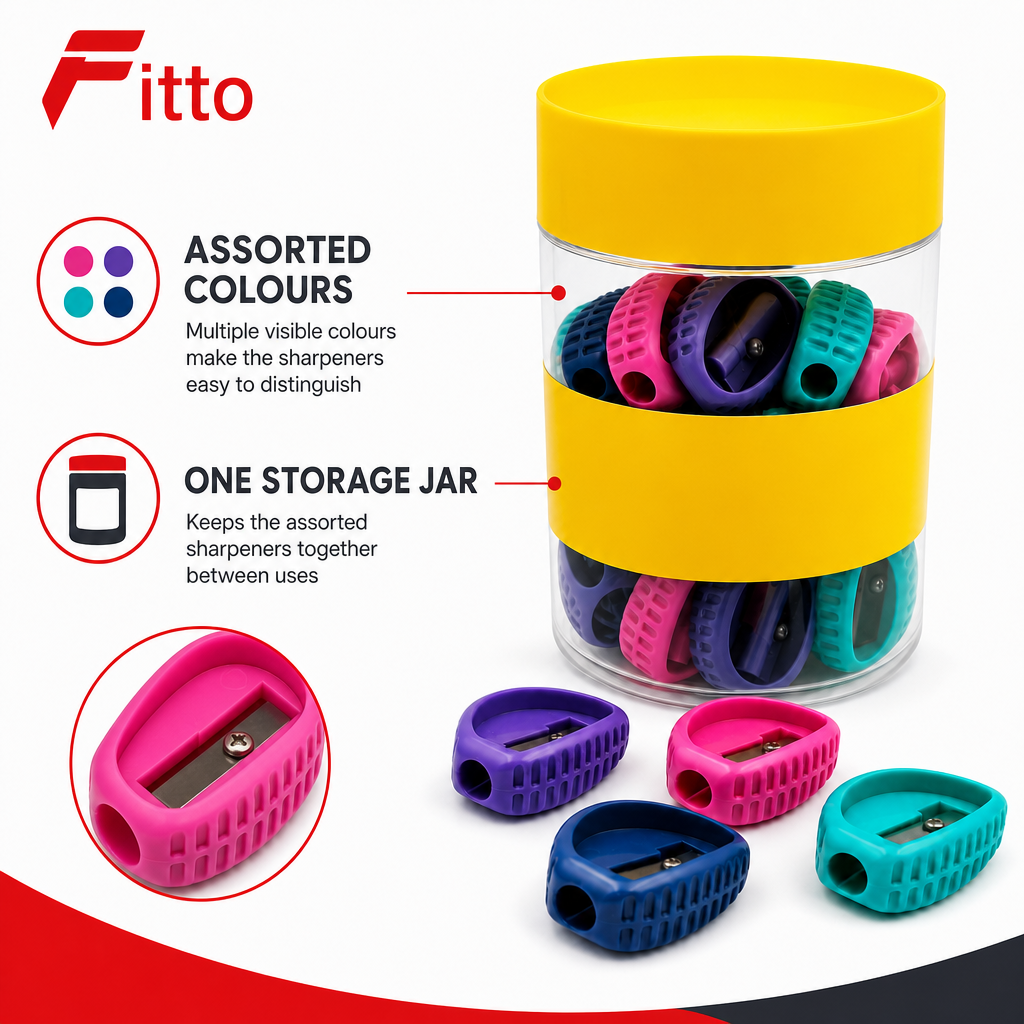 96 Pieces Colourful Pencil Sharpeners in Storage Jar, Assorted Manual Sharpeners for Pencils