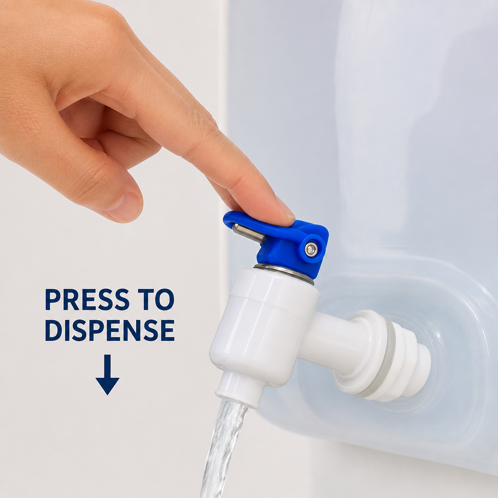 144 Pieces Push-Type Water Dispenser Tap with 15 mm Thread Diameter, Blue and White, 1 Piece