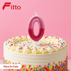 240 Pieces Number 0 Birthday Cake Candle, Pink and Red Glitter Design, 2 Inch, Single Candle