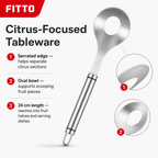 96 Pieces Serrated Grapefruit Spoon, Silver and Black Stainless Steel Citrus Utensil, 24 cm, 1 Piece