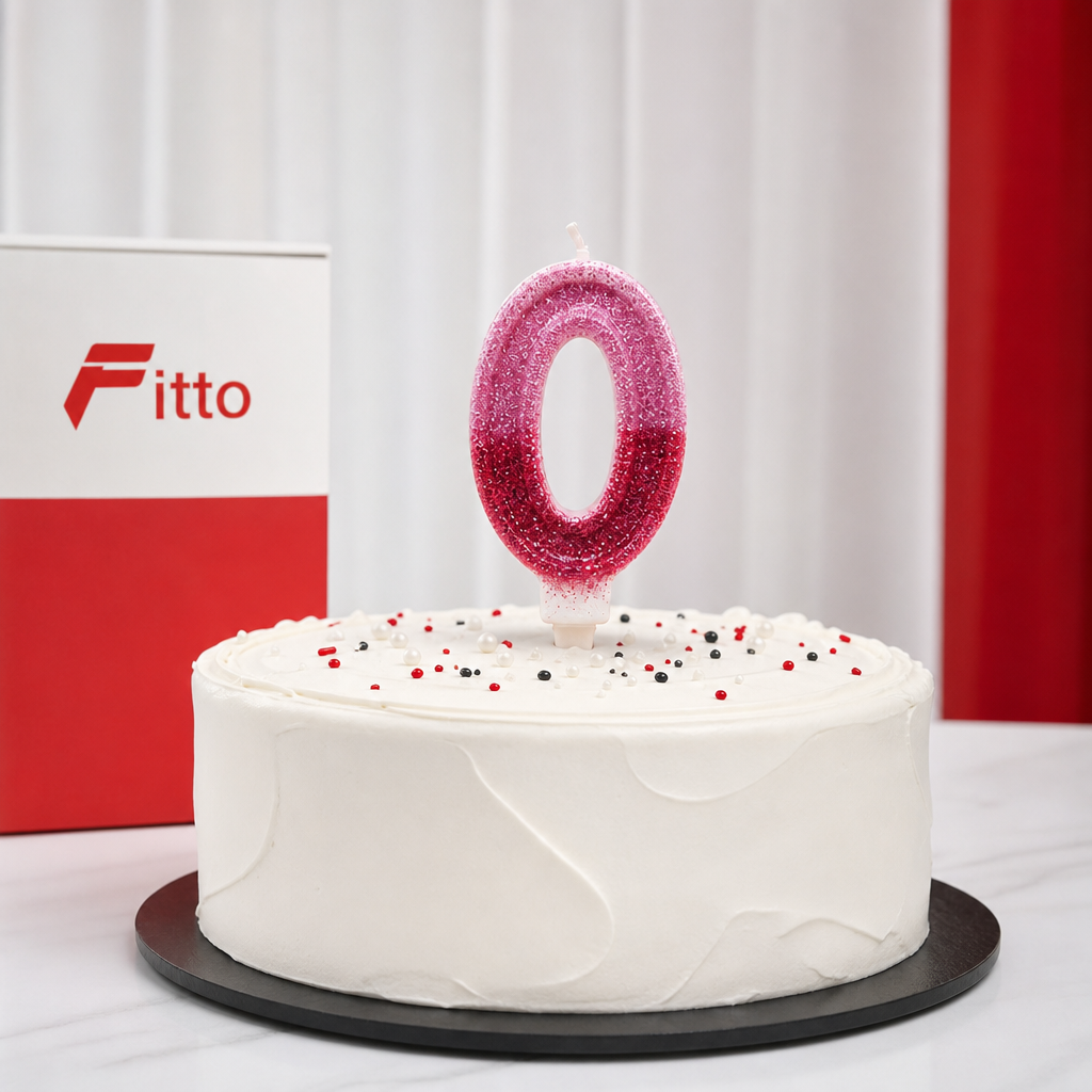 240 Pieces Number 0 Birthday Cake Candle, Pink and Red Glitter Design, 2 Inch, Single Candle