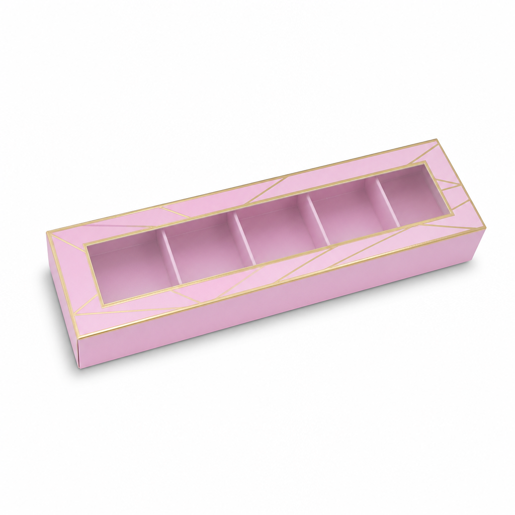 144 Pieces Chocolate Box with 5 Compartments, Pink, 23 x 6.5 x 6.7 cm, 1 Piece