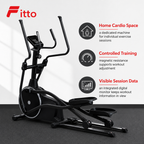 48 Pieces Elliptical Trainers with Magnetic Resistance, Digital Monitor and Heavy-Duty Frame, Black, 150 x 43.5 x 78 cm