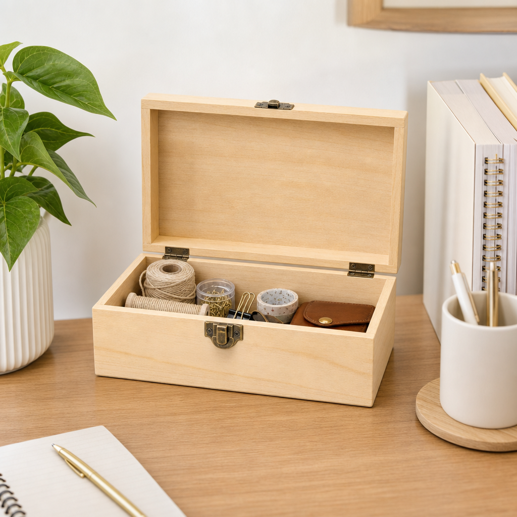 96 Pieces Wooden Storage Box, Rectangular Keepsake Organizer, 6 x 4 Inch
