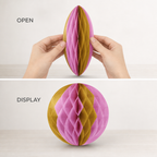240 Pieces Paper Honeycomb Ball Decoration, Pink and Light Brown, 25 cm, 1 Piece