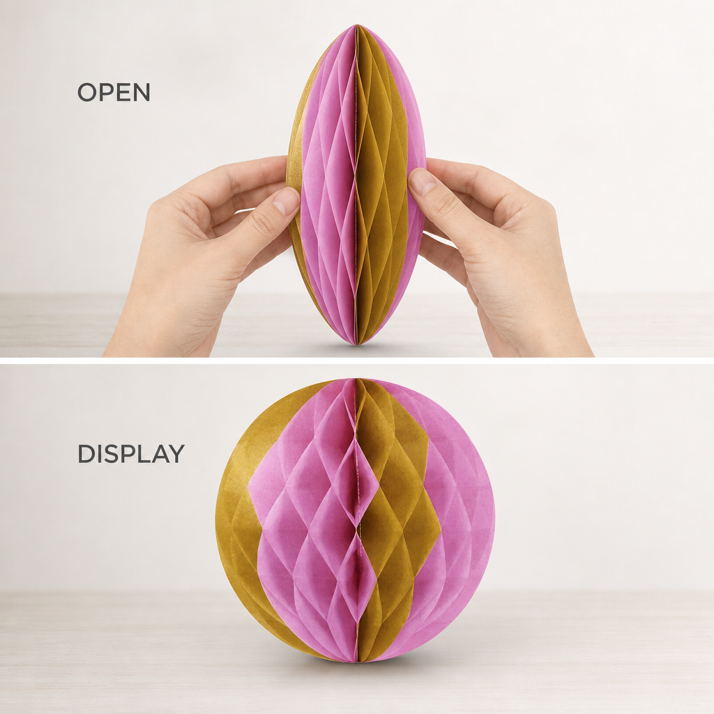 240 Pieces Paper Honeycomb Ball Decoration, Pink and Light Brown, 25 cm, 1 Piece