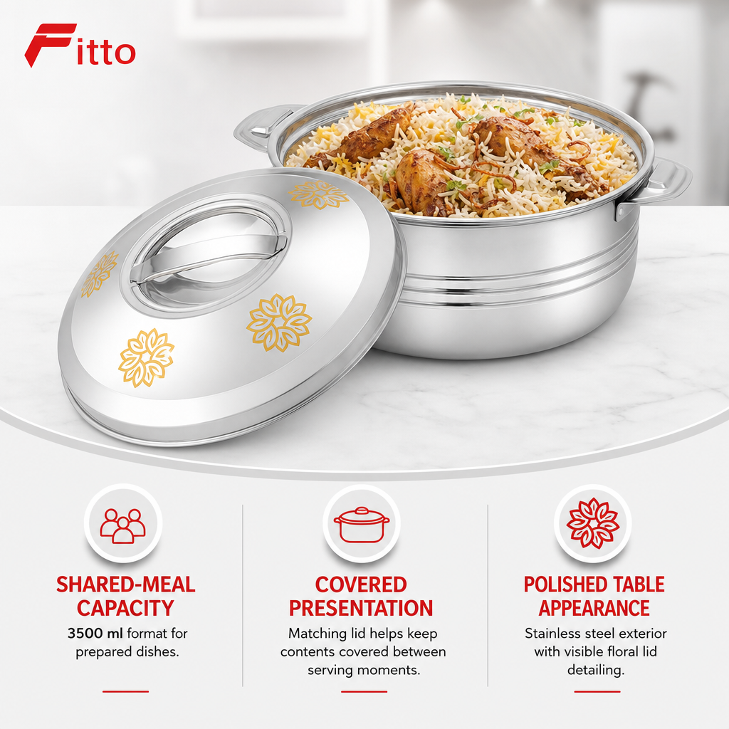 48 Pieces Stainless Steel Insulated Hot Pot, 3500 ml, 1 Piece
