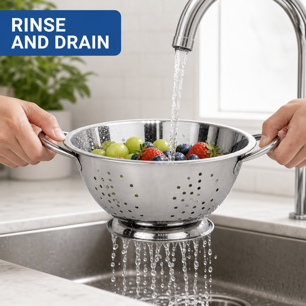 96 Pieces Stainless Steel Deep Colander with Handles, 24 cm