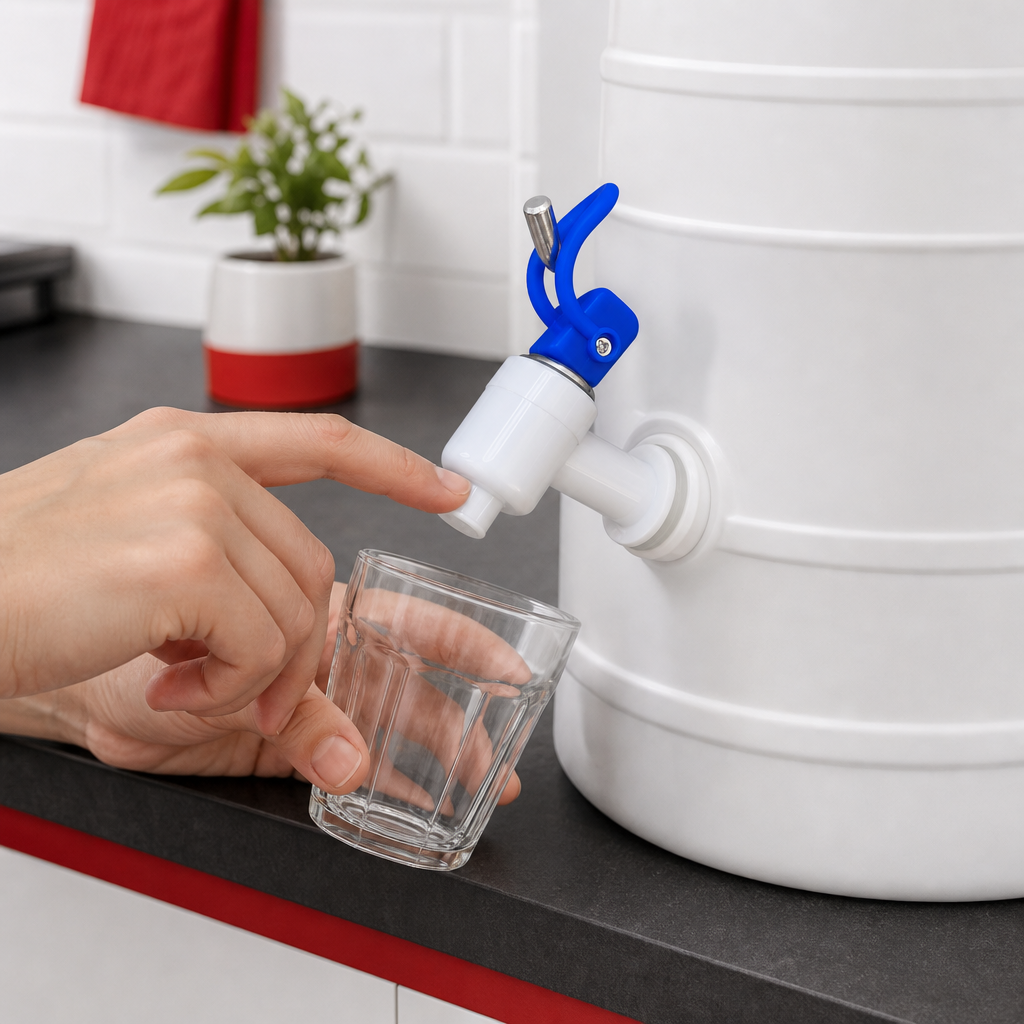 144 Pieces Push-Type Water Dispenser Tap with 15 mm Thread Diameter, Blue and White, 1 Piece