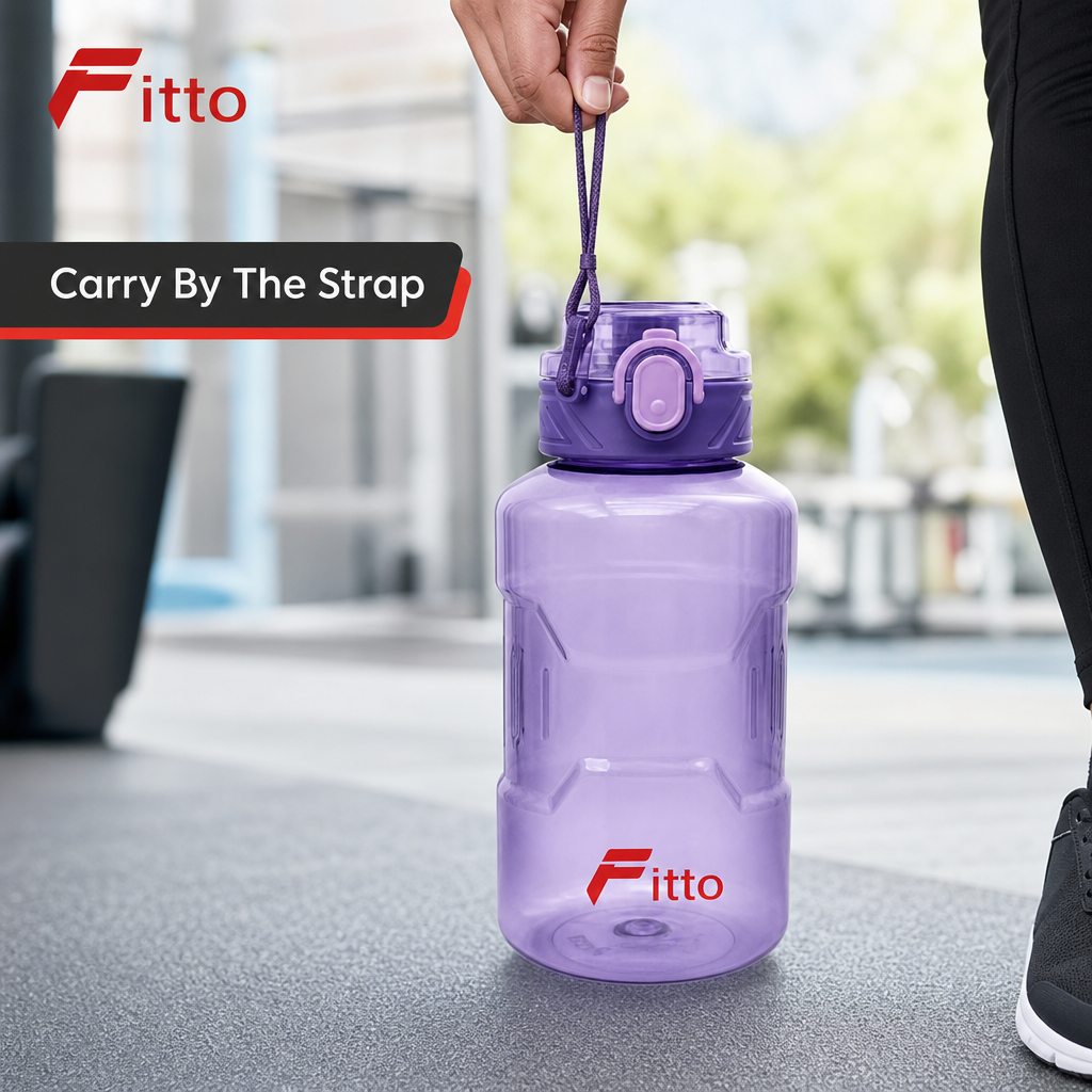 96 Pieces 1400ml Sports Water Bottles with Carry Strap, Purple