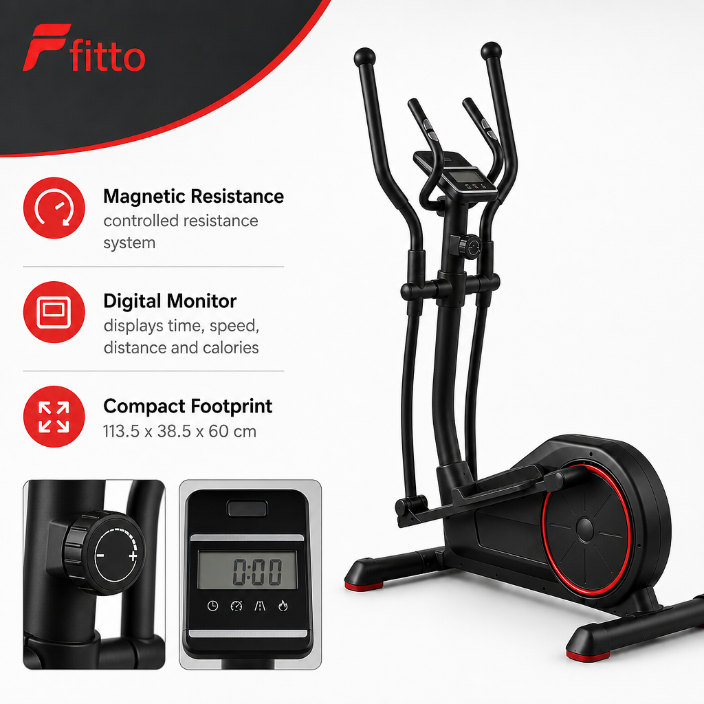 48 Pieces Elliptical Trainers with Magnetic Resistance, Digital Monitor and Heavy-Duty Frame, 120 kg User Weight