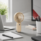 120 Pieces Beige Rechargeable Mini Hand Fan, Portable Handheld Fan with Three Speed Settings