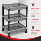 72 Pieces 3-Tier Plastic Storage Basket Rack, Grey, 40 x 30 x 18 cm